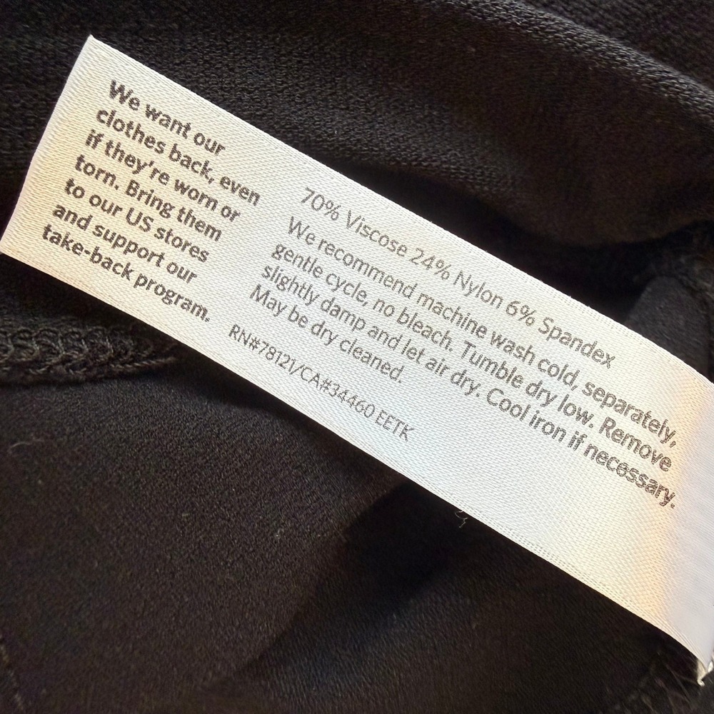 Eileen Fisher Black Knit Straight Leg Pants Pull On Stretch Jersey Minimalist L - Picture 9 of 12